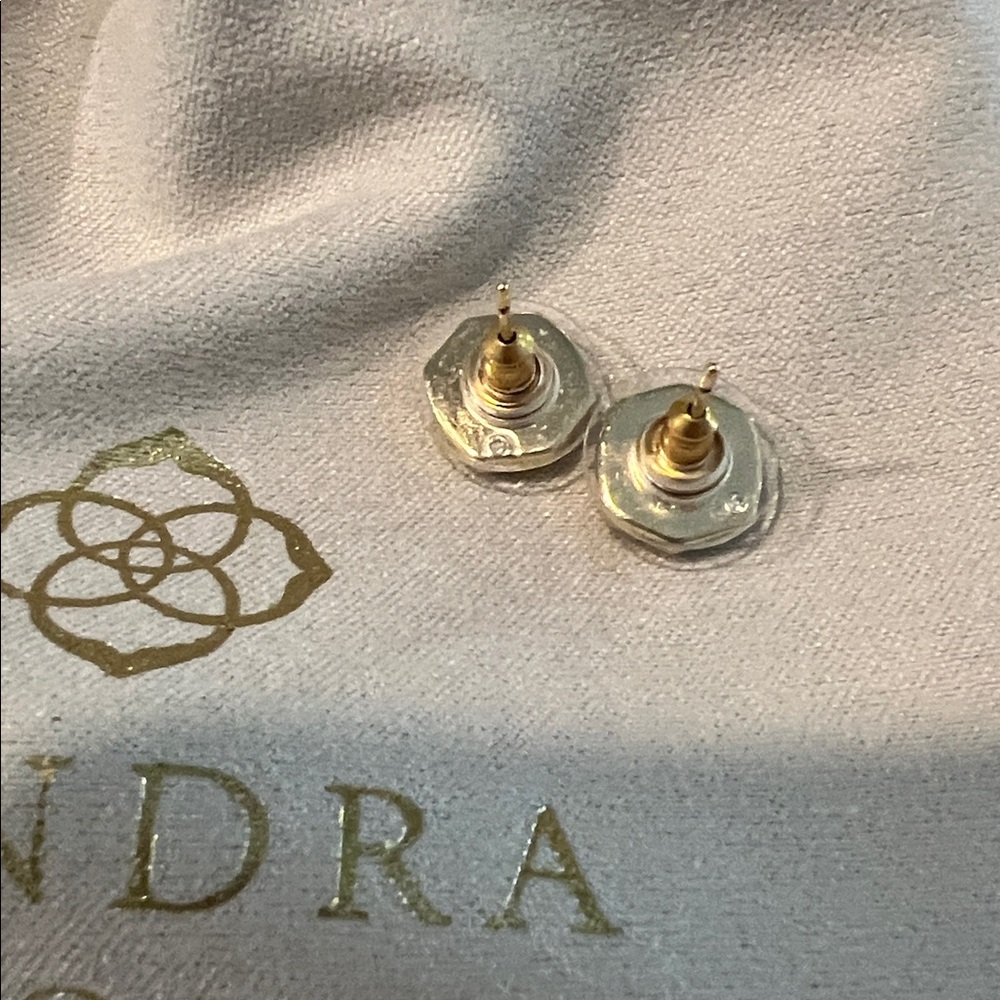 Kendra Scott Gold Hexagon Stud Earrings with Branded Pouch - Picture 3 of 10